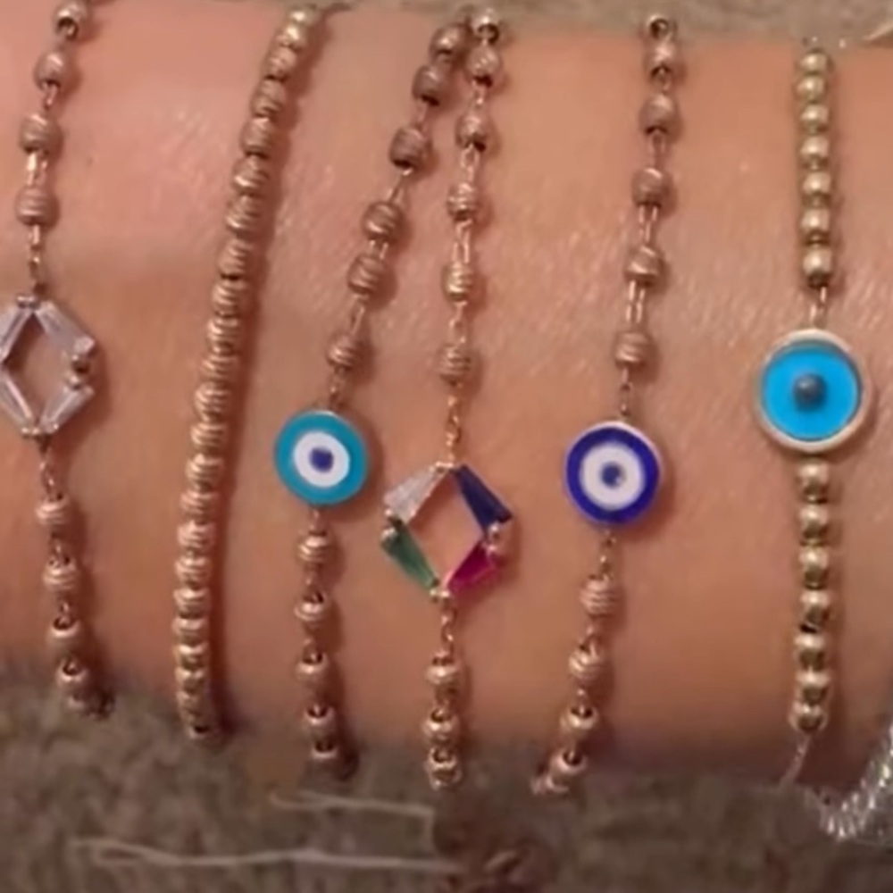 Elegant Gold and Blue Evil Eye Bracelet Set